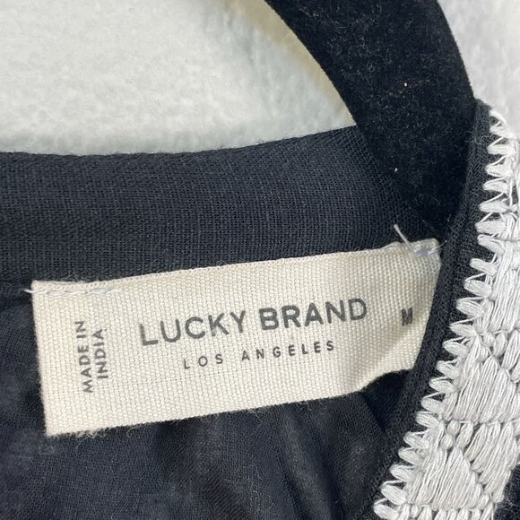 Lucky Brand Womens Medium Black Embroidered Sleeveless Mini Dress Linen Blend - Picture 5 of 12